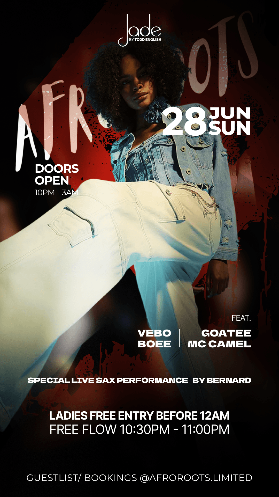 Afro Roots ā Sunday @ Jade flier